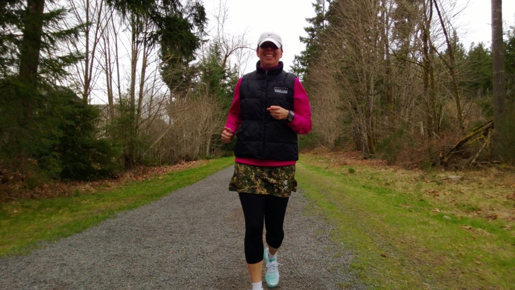 My running buddy's picture of me. Out on the trail near our house.