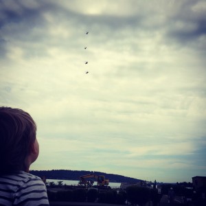 Waiting for the Blue Angels at the end of the Cedar River Trail.