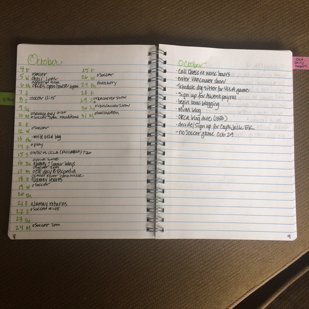 Starting a Bullet Journal - monthly calendar